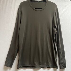 Lululemon Mens Olive Green Textured Surge Long Sleeve Active Workout Shirt Sz L